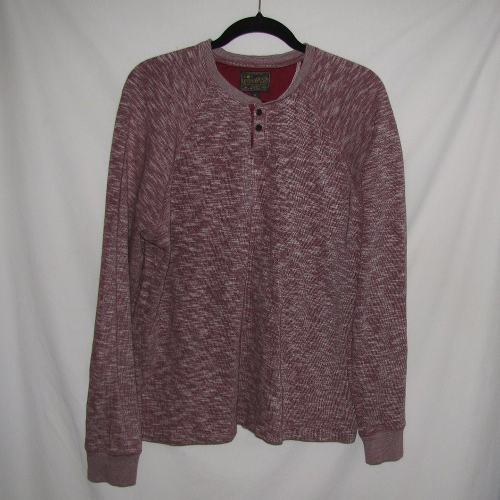Mens' Lucky Brand Heather Red Henley Shirt Size XL Extra Large